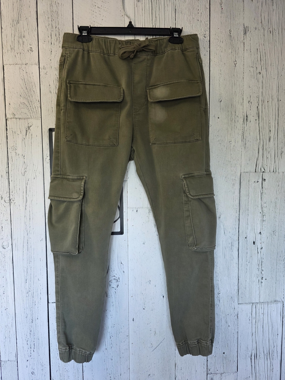 Zara Olive Green Cargo Jogger Pants Size Medium Stretch Utility Casual